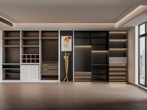 Dressing Room Wardrobe with Shoe Cabinet Storage 2 3D Модель