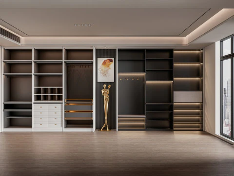 Dressing Room Wardrobe with Shoe Cabinet Storage 2 3D Model