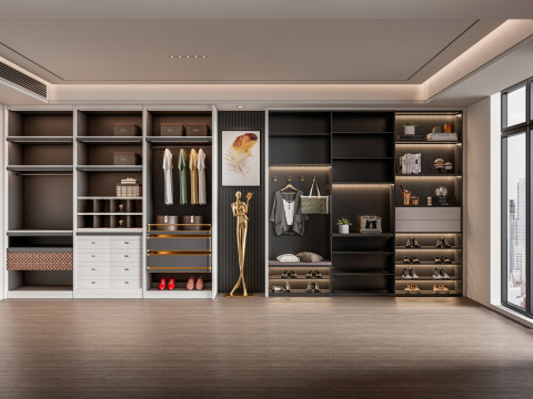 Dressing Room Wardrobe with Shoe Cabinet Storage 2 3D Модель