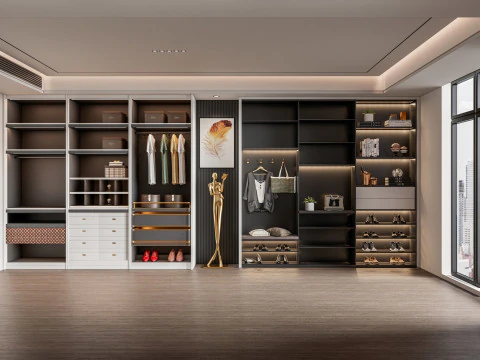 Dressing Room Wardrobe with Shoe Cabinet Storage 2 3D Model
