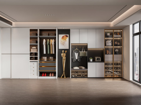 Dressing Room Wardrobe with Shoe Cabinet Storage 2 3D Модель
