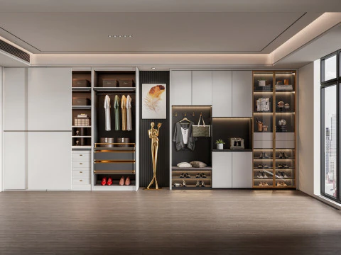 Dressing Room Wardrobe with Shoe Cabinet Storage 2 3D Model