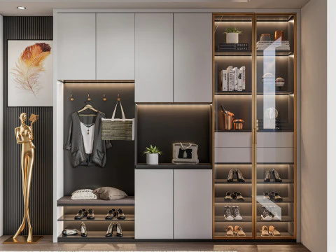 Dressing Room Wardrobe with Shoe Cabinet Storage 2 3D Model