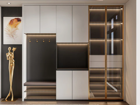 Dressing Room Wardrobe with Shoe Cabinet Storage 2 3D Model