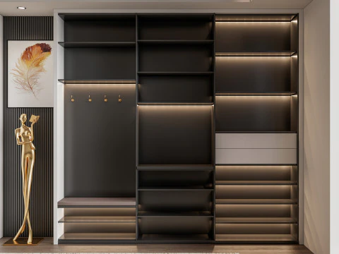 Dressing Room Wardrobe with Shoe Cabinet Storage 2 3D Model