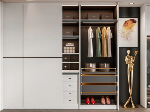 Dressing Room Wardrobe with Shoe Cabinet Storage 2 3D Model