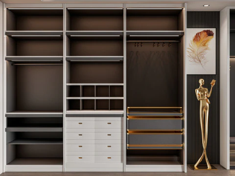 Dressing Room Wardrobe with Shoe Cabinet Storage 2 3D Model
