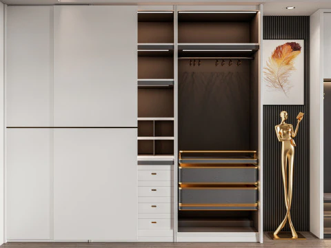 Dressing Room Wardrobe with Shoe Cabinet Storage 2 3D Model