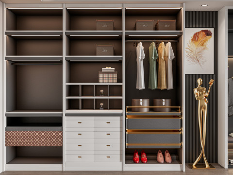 Dressing Room Wardrobe with Shoe Cabinet Storage 2 3D Модель