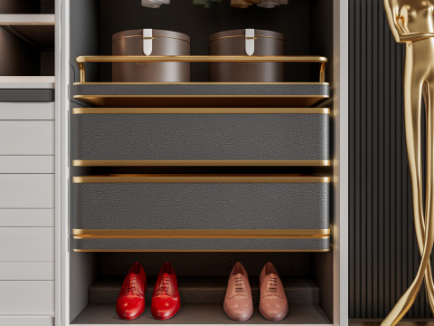 Dressing Room Wardrobe with Shoe Cabinet Storage 2 3D Модель