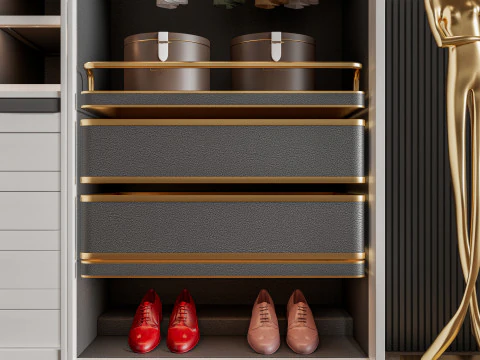 Dressing Room Wardrobe with Shoe Cabinet Storage 2 3D Model