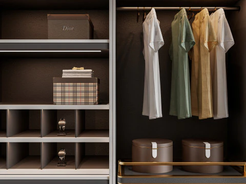 Dressing Room Wardrobe with Shoe Cabinet Storage 2 3D Model
