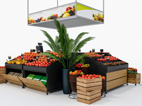 Fruits and vegetables Supermarket Grocery store showcase 1 3D Модель
