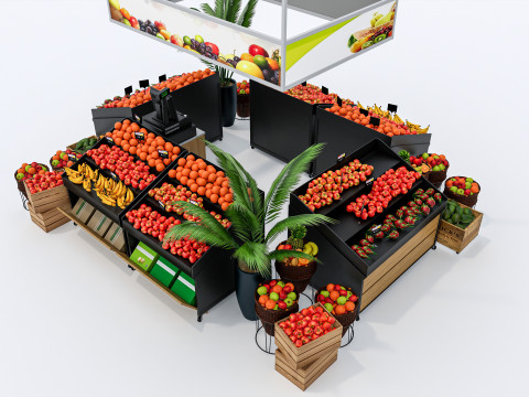 Fruits and vegetables Supermarket Grocery store showcase 1 3D Модель