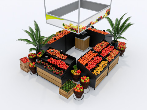 Fruits and vegetables Supermarket Grocery store showcase 1 3D Модель
