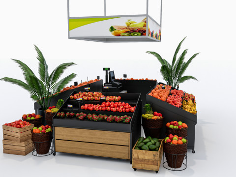 Fruits and vegetables Supermarket Grocery store showcase 1 3D Модель