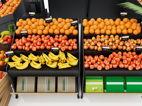 Fruits and vegetables Supermarket Grocery store showcase 1 3D Модель