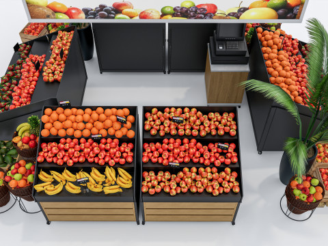 Fruits and vegetables Supermarket Grocery store showcase 1 3D Модель
