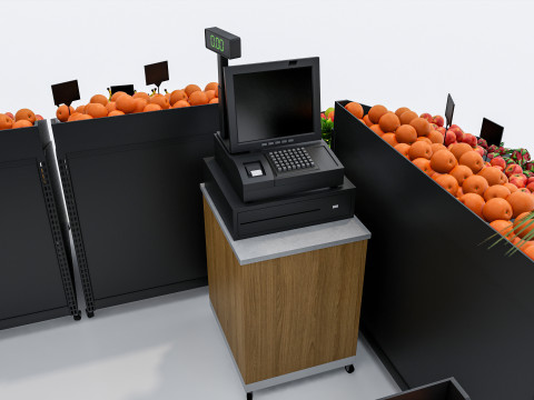 Fruits and vegetables Supermarket Grocery store showcase 1 3D Модель