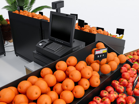 Fruits and vegetables Supermarket Grocery store showcase 1 3D Модель