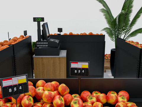 Fruits and vegetables Supermarket Grocery store showcase 1 3D Модель