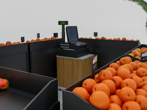 Fruits and vegetables Supermarket Grocery store showcase 1 3D Модель