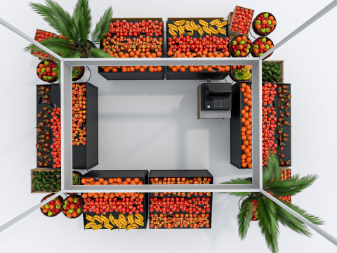 Fruits and vegetables Supermarket Grocery store showcase 1 3D Модель