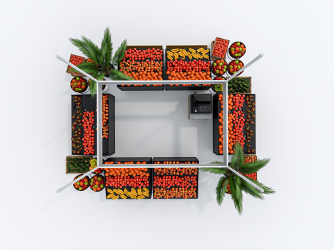 Fruits and vegetables Supermarket Grocery store showcase 1 3D Модель