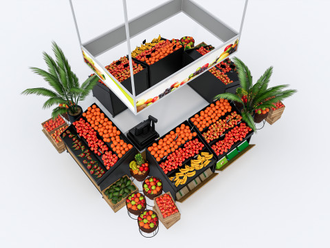 Fruits and vegetables Supermarket Grocery store showcase 1 3D Модель