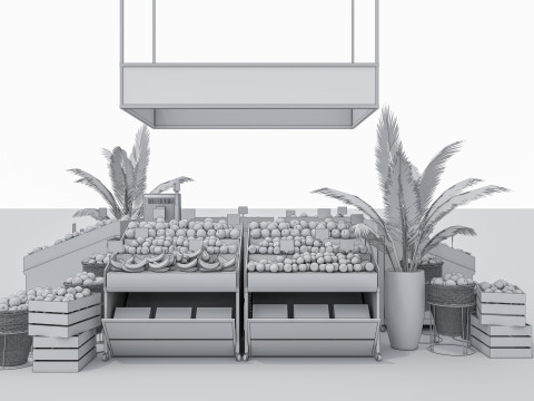 Fruits and vegetables Supermarket Grocery store showcase 1 3D Модель