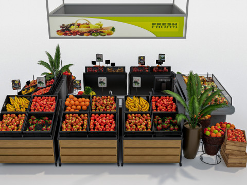 Fruits and vegetables Supermarket Grocery store showcase 2 3Dモデル