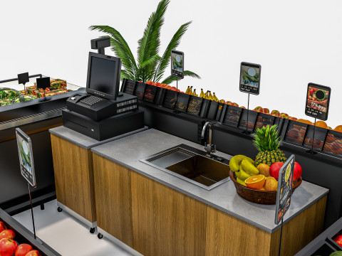 Fruits and vegetables Supermarket Grocery store showcase 2 3Dモデル