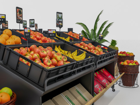 Fruits and vegetables Supermarket Grocery store showcase 2 3Dモデル