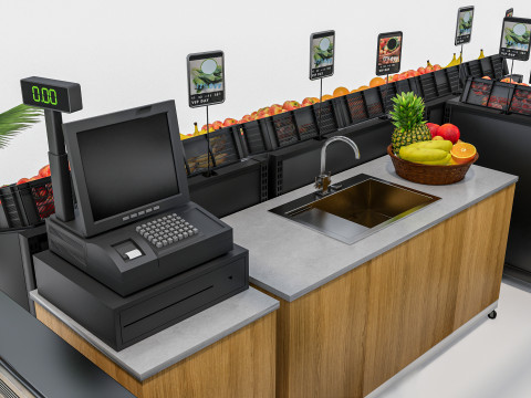 Fruits and vegetables Supermarket Grocery store showcase 2 3Dモデル
