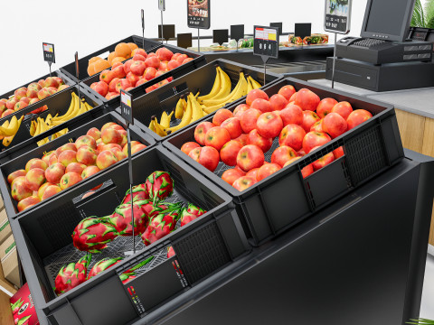 Fruits and vegetables Supermarket Grocery store showcase 2 3Dモデル