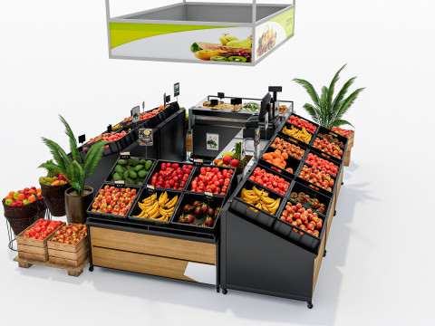 Fruits and vegetables Supermarket Grocery store showcase 2 3Dモデル