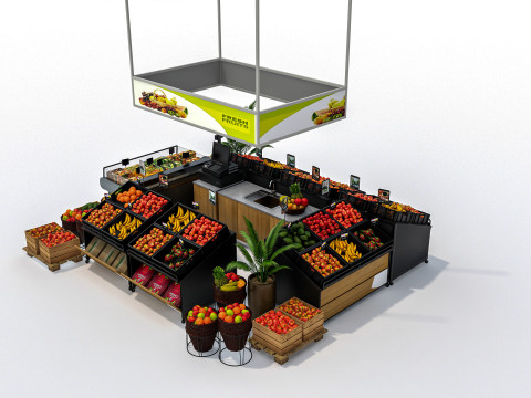 Fruits and vegetables Supermarket Grocery store showcase 2 3Dモデル