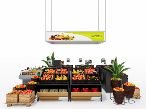 Fruits and vegetables Supermarket Grocery store showcase 2 3Dモデル