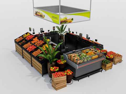 Fruits and vegetables Supermarket Grocery store showcase 2 3Dモデル
