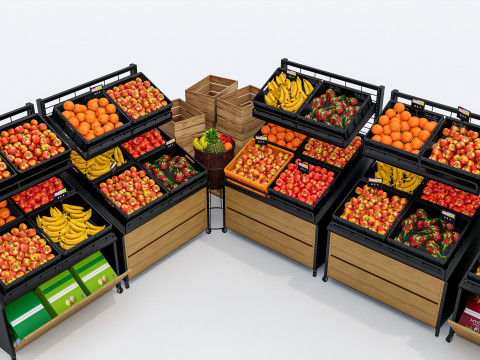 Fruits and vegetables Supermarket Grocery store showcase 3 3Dモデル