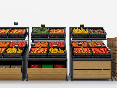 Fruits and vegetables Supermarket Grocery store showcase 3 3Dモデル