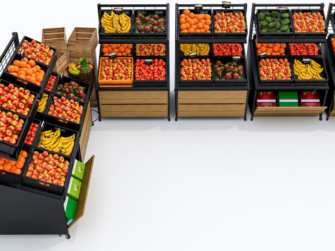 Fruits and vegetables Supermarket Grocery store showcase 3 3Dモデル
