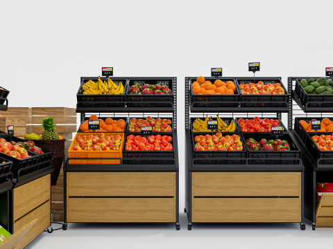 Fruits and vegetables Supermarket Grocery store showcase 3 3Dモデル