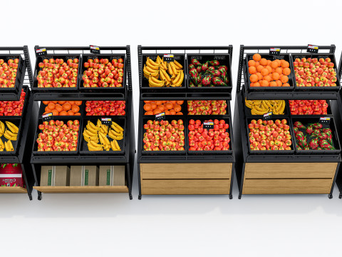 Fruits and vegetables Supermarket Grocery store showcase 3 3Dモデル