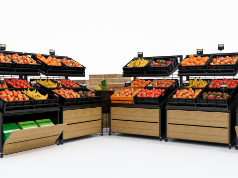 Fruits and vegetables Supermarket Grocery store showcase 3 3Dモデル