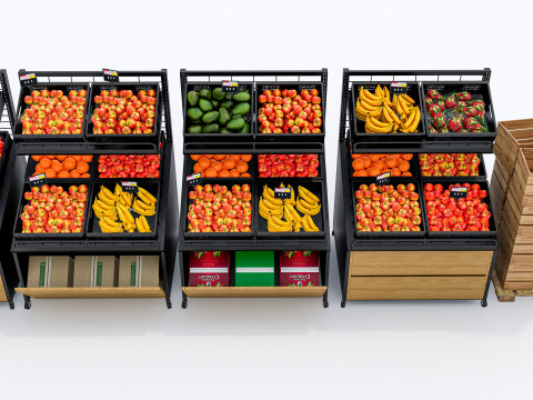 Fruits and vegetables Supermarket Grocery store showcase 3 3Dモデル
