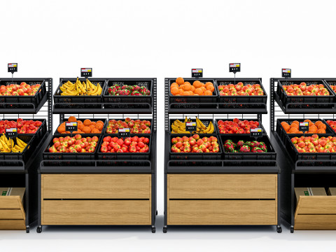 Fruits and vegetables Supermarket Grocery store showcase 3 3Dモデル