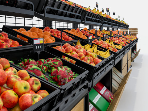 Fruits and vegetables Supermarket Grocery store showcase 3 3Dモデル
