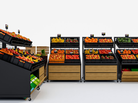 Fruits and vegetables Supermarket Grocery store showcase 3 3Dモデル