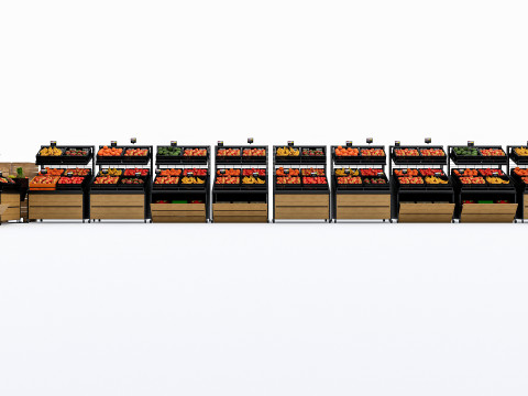 Fruits and vegetables Supermarket Grocery store showcase 3 3Dモデル